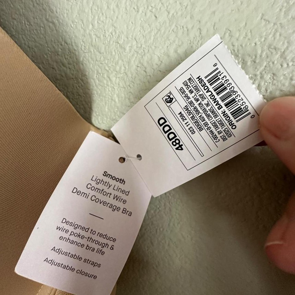 Auden smooth lightly lined comfort wire demi coverage bra in tan, size 48DDD - Picture 2 of 4